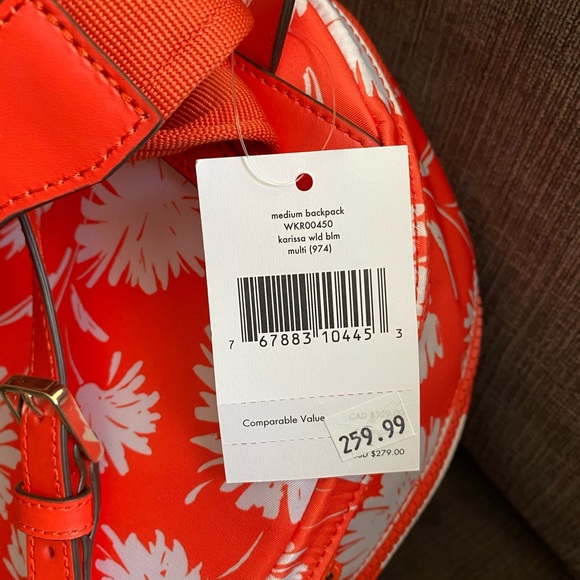 NWT Kate Spade “karissa” backpack orange/white main image 4